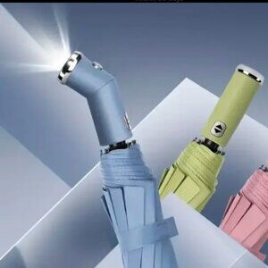 Automatic Folding Umbrella Adjustable Rotating LED Flashlight Umbrella